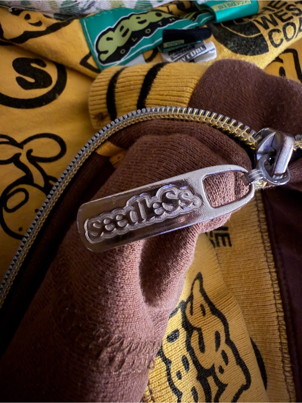 SEEDLESS: pre-owned Brown & Yellow Zip-Up Hoodie - Picture 9 of 10